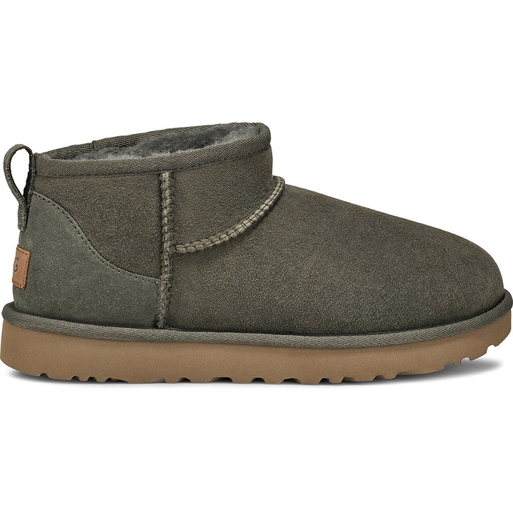 Quarter view Women's UGG Footwear style name Classic Ultra Mini in color Forest Night. Sku: 1116109FRSN
