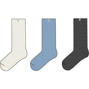 Quarter view Women's UGG Sock style name Leda Sparkle 3 Pack in color Horizon/ Nimbus/ Black. Sku: 1123776-HNBC