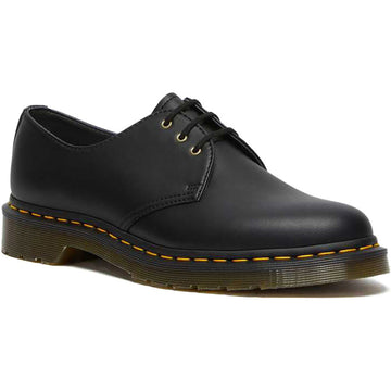 Quarter view Men's Dr. Martens Footwear style name Vegan 1461 color Felix Rub Off Black. Sku: 14046001