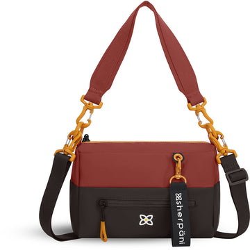 Quarter view Women's Sherpani Hand Bag style name Skye Handbag Crossbody in color Cider. Sku: 23-SKYE011110