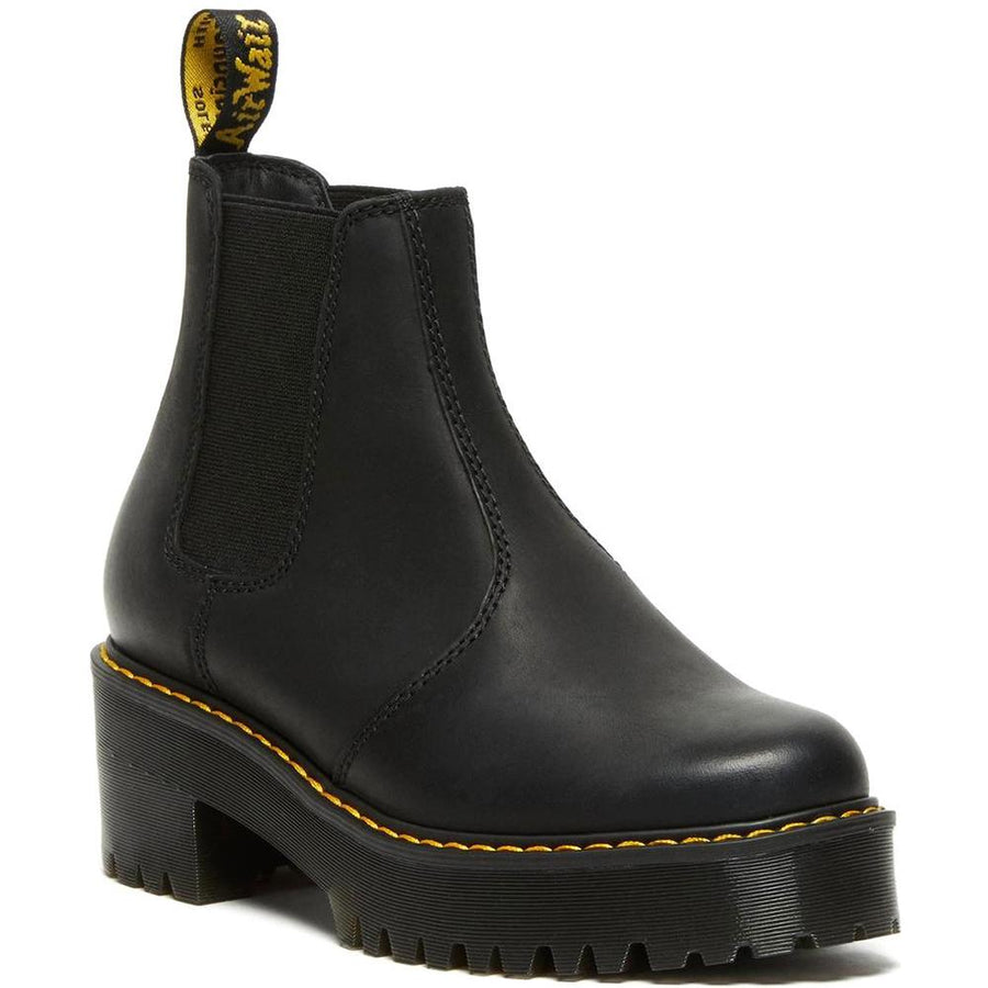 Quarter view Women's Dr. Martens Footwear style name Rometty Wyoming in color Black. Sku: 23917001