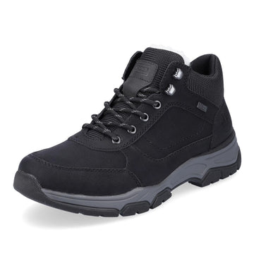 Quarter view Men's Rieker Footwear style name Bert 11 in color Black. Sku: 31211-00