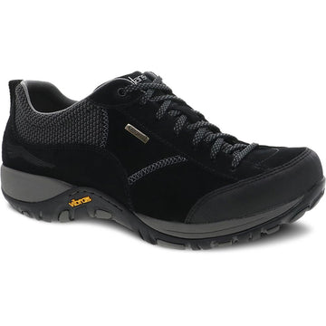 Quarter view Women's Dansko Footwear style name Paisley in color Black/ Black Suede. Sku: 4350-470294