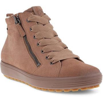 Quarter view Women's ECCO Footwear style name Soft 7 Tred W Gore-Tex Hi in color Morel. Sku: 450163-02337