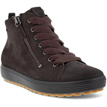 Quarter view Women's ECCO Footwear style name Soft 7 Tred W Gore-Tex Hi in color Licorice. Sku: 450163-02507