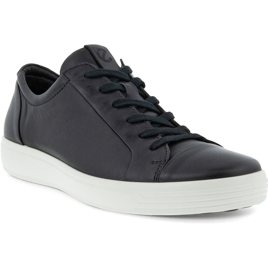 Quarter view Men's ECCO Footwear style name Soft 7 City Sneaker color Black. Sku: 470364-01001