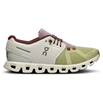Quarter view Women's On Running Footwear style name Cloud 5 in color Ice/Haze. Sku: 59-98016