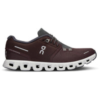 Quarter view Women's On Running Footwear style name Cloud 5 in color Mulberry/ Eclipse. Sku: 59-98156