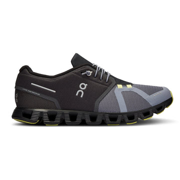 Quarter view Men's On Running Footwear style name Cloud 5 in color Magnet/ Fossil. Sku: 59-98166