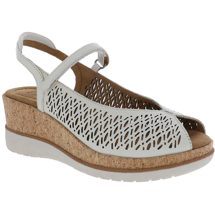 Quarter view Women's Biza Footwear style name Florence in color White. Sku: 6042100