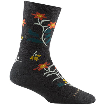 Quarter view Women's Darn Tough Sock style name Fable Crelt in color Charcoal. Sku: 6086-CHARCOAL
