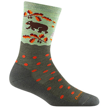 Quarter view Women's Darn Tough Sock style name Wild Life Crelt Cushion in color Forest. Sku: 6105-FOREST
