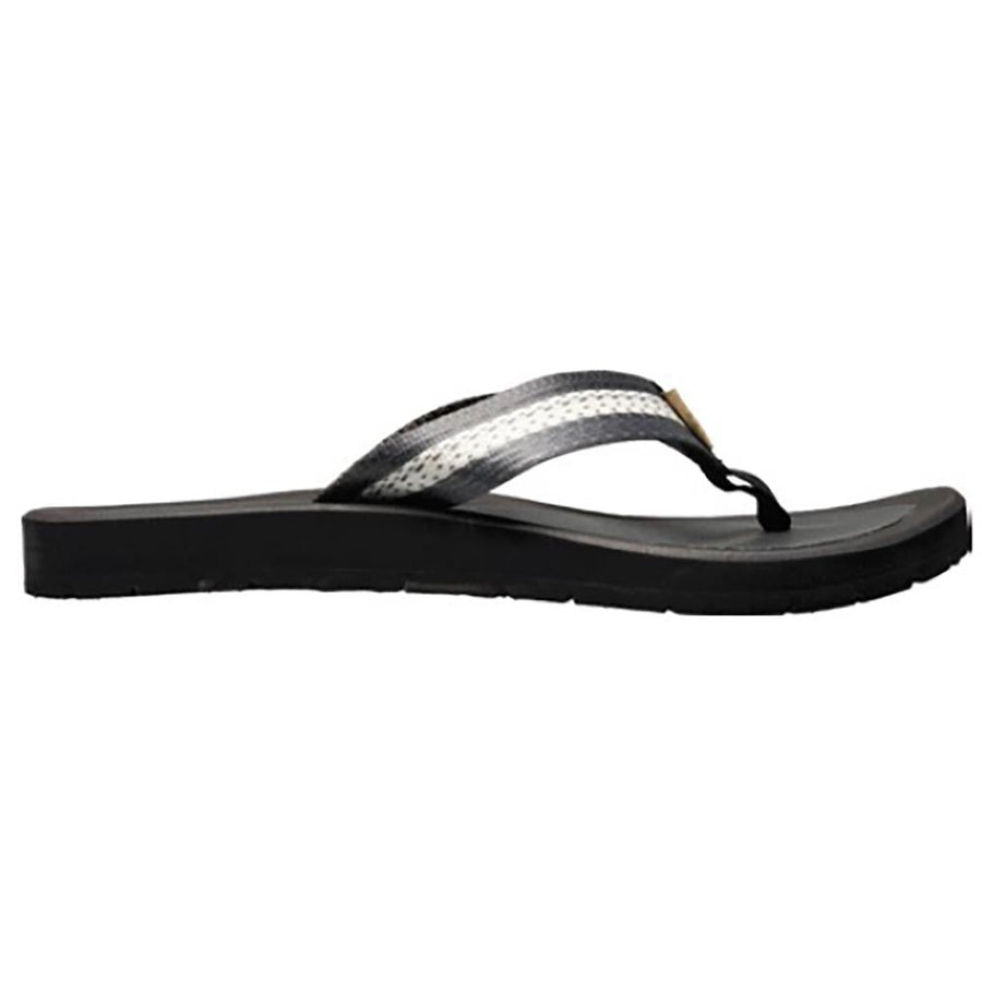 Quarter view Women's Rafters Footwear style name Capri Eco Flip in color Black Mult. Sku: 70427R-009