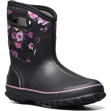Quarter view Women's Bogs Footwear style name Classic Mid Painterly in color Black Multi. Sku: 72715-009