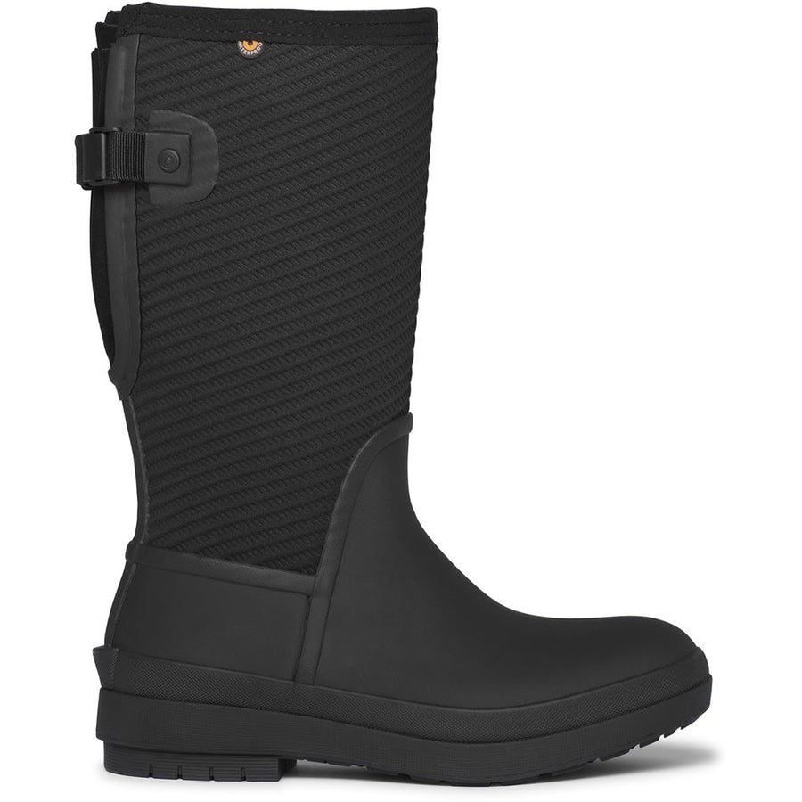 Quarter view Women's Bogs Footwear style name Crandall Tall Adjustable Calf in color Black. Sku: 73122-001