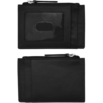 Quarter view Unisex Ili New York Hand Bag style name I.D. Credit Card Holder color Black. Sku: 7416-BLACK