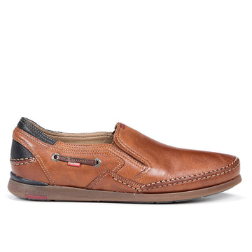 Quarter view Men's Fluchos Footwear style name Mariner Slip-On in color Cuero. Sku: 9883-CUE