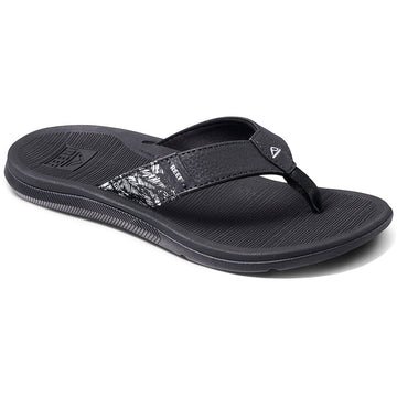 Quarter view Women's Reef Footwear style name Santa Ana in color Black/Wht. Sku: CJ3624