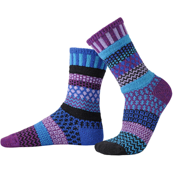 Quarter view Women's Solmate Sock style name Solmate Crew in color Raspberry. Sku: CREW-RSP