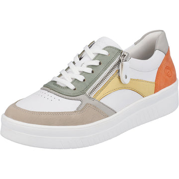 Quarter view Women's Remonte Footwear style name Kendra 01 in color Cliff/Weiss/Vapor/Peppermint. Sku: D0J01-81