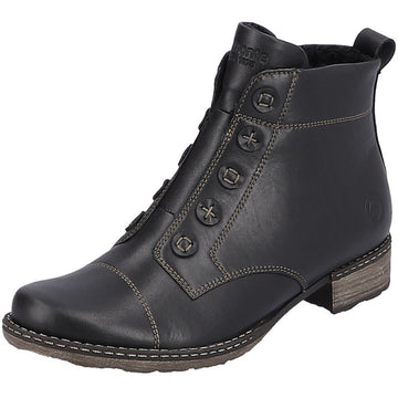 Quarter view Women's Remonte Footwear style name Chandra 92 in color Black/ Black/ Odeon/ Turin. Sku: D4392-01
