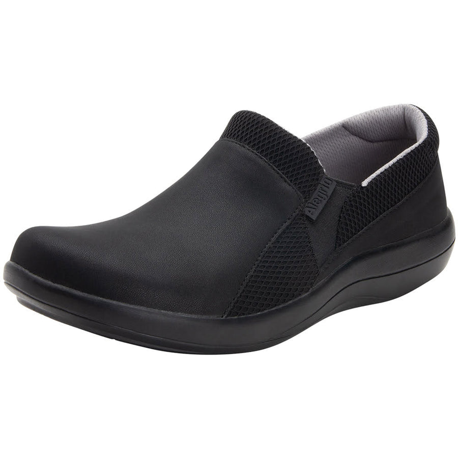 Quarter view Unisex Alegria Footwear style name Duette Wide color Black. Sku: DUE-601W