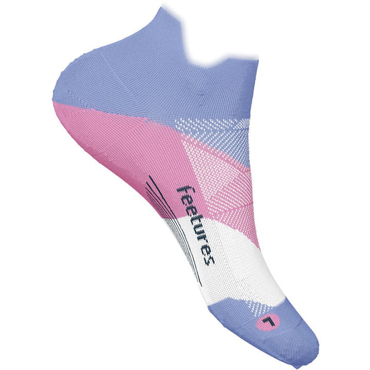 Quarter view Women's Feetures Sock style name Elite Ultra Light No Show in color Cosmic Pur. Sku: E559684