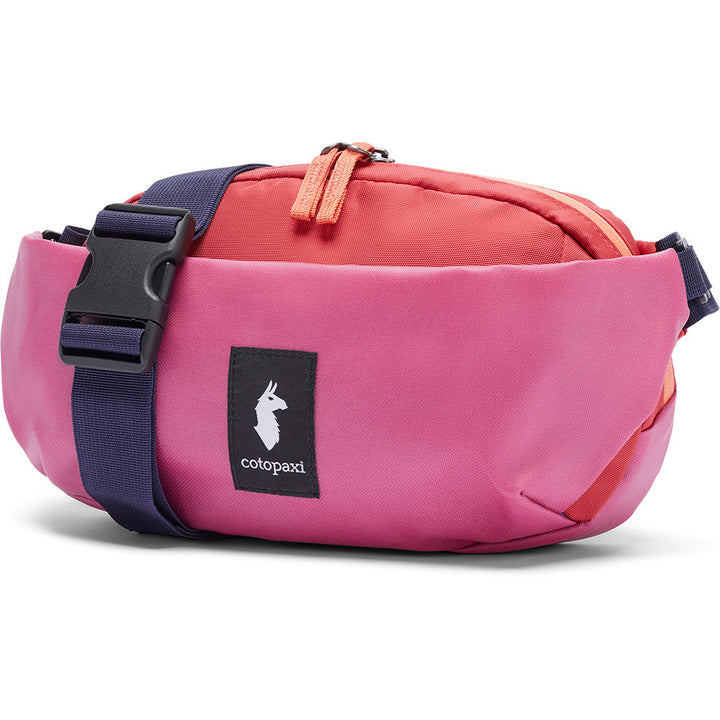 Quarter view Women's Cotopaxi Hand Bag style name Coso 2L Hip Pack in color Sangria/Strawberry. Sku: HIPS24-SNGSB