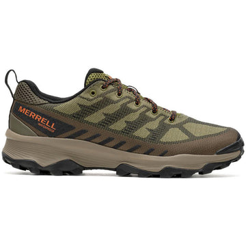 Quarter view Men's Merrell Footwear style name Speed Eco Waterproof in color Avacado. Sku: J037003