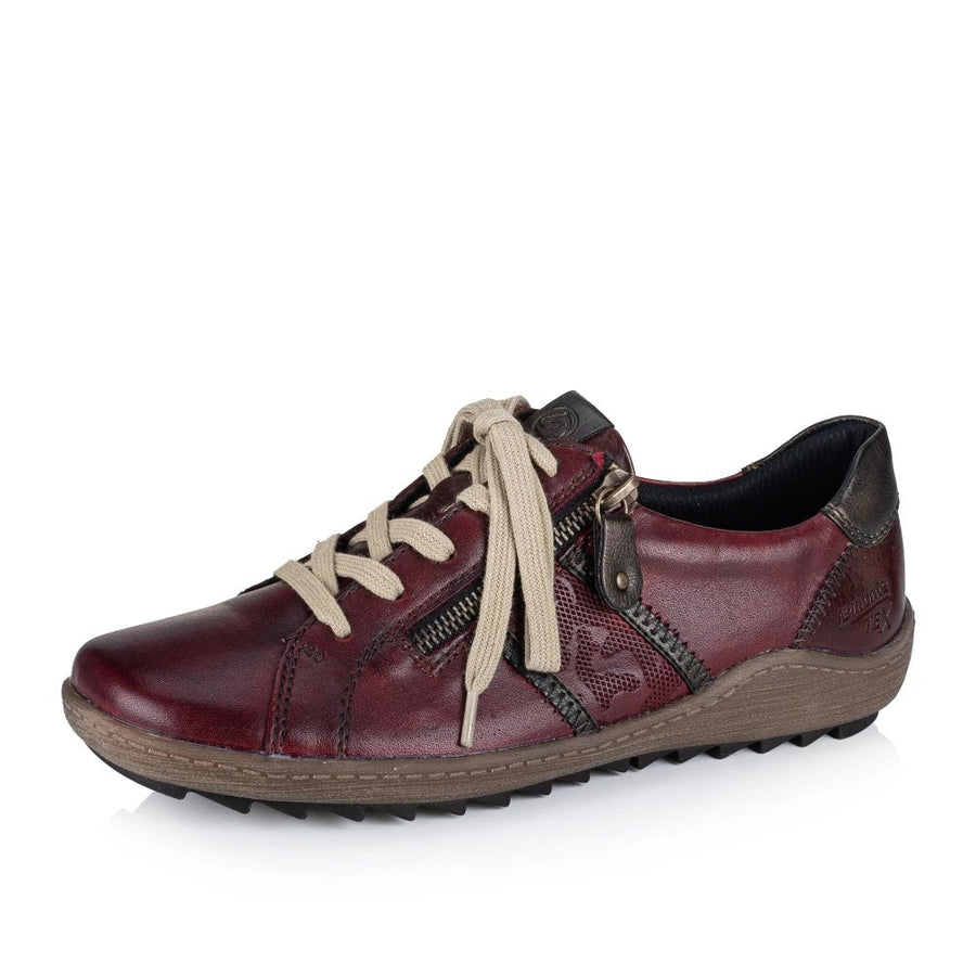 Quarter view Women's Remonte Footwear style name Liv 26 in color Vino. Sku: r1426-35