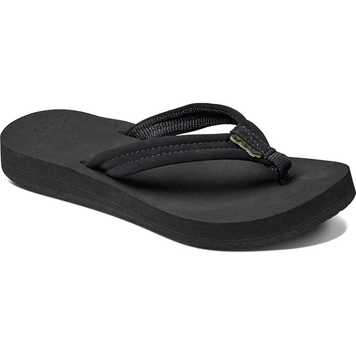 Quarter view Women's Reef Footwear style name Reef Cushion Breeze in color Black/Black. Sku: RF001454BK2
