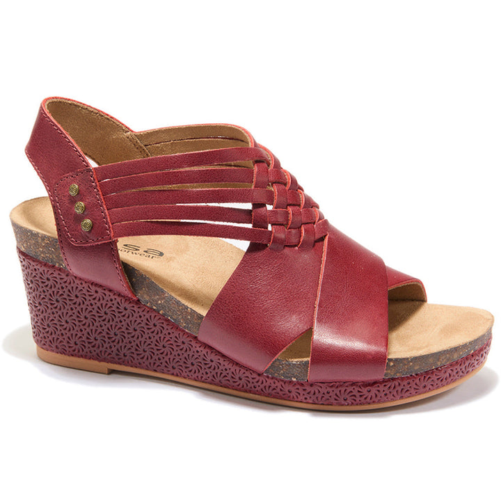 Quarter view Women's Halsa Footwear style name Gianna in color Dark Red. Sku: SE04905-03