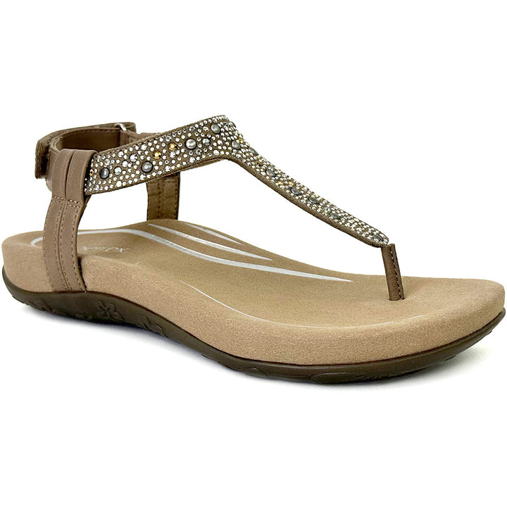 Quarter view Women's Aetrex Footwear style name Marni in color Taupe. Sku: SE472W