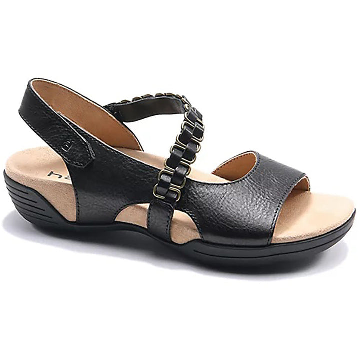 Quarter view Women's Halsa Footwear style name Destiny in color Black. Sku: SEH02245-01