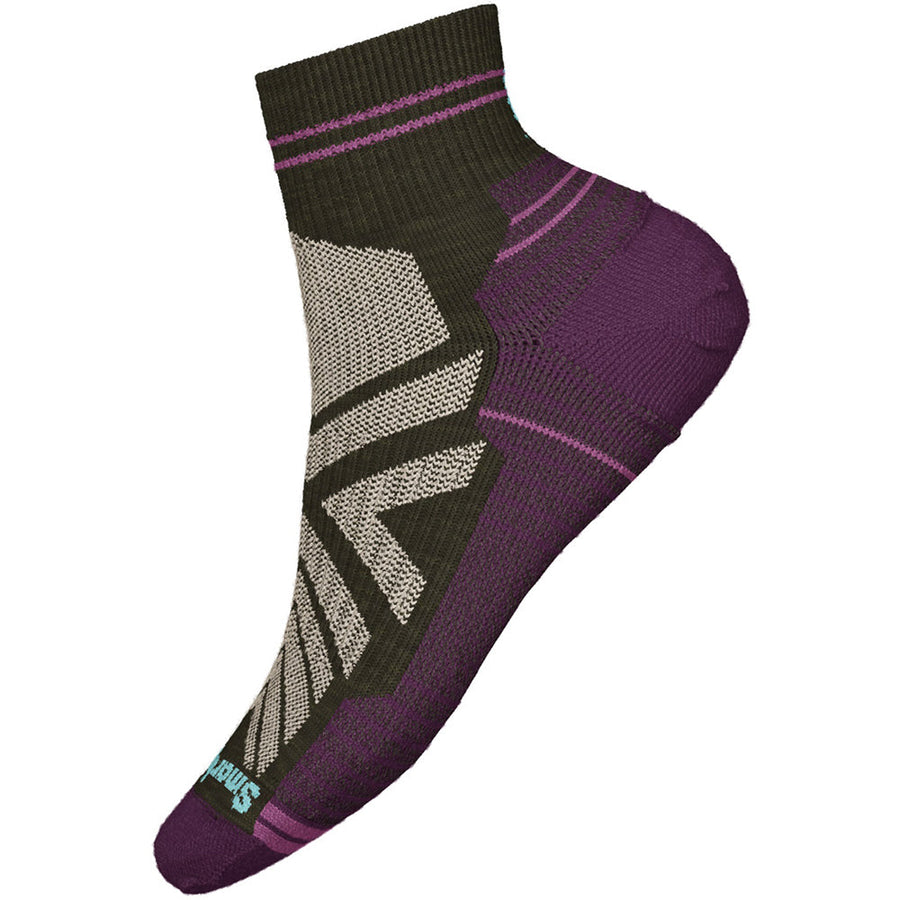 Quarter view Women's Smartwool Sock style name Hike Light Cushion Ankle in color Military Olive. Sku: SW001571D11