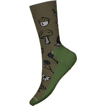Quarter view Men's Smartwool Sock style name Everyday Forest Loot Crew in color Black Winter Moss. Sku: SW001891M33