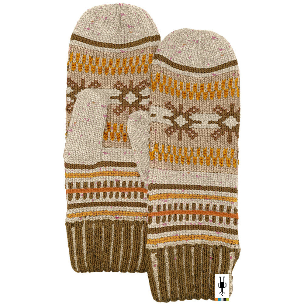 Quarter view Unisex Smartwool Apparel style name Chair Lift Mitten in color Almond Donegal. Sku: SW018117M59