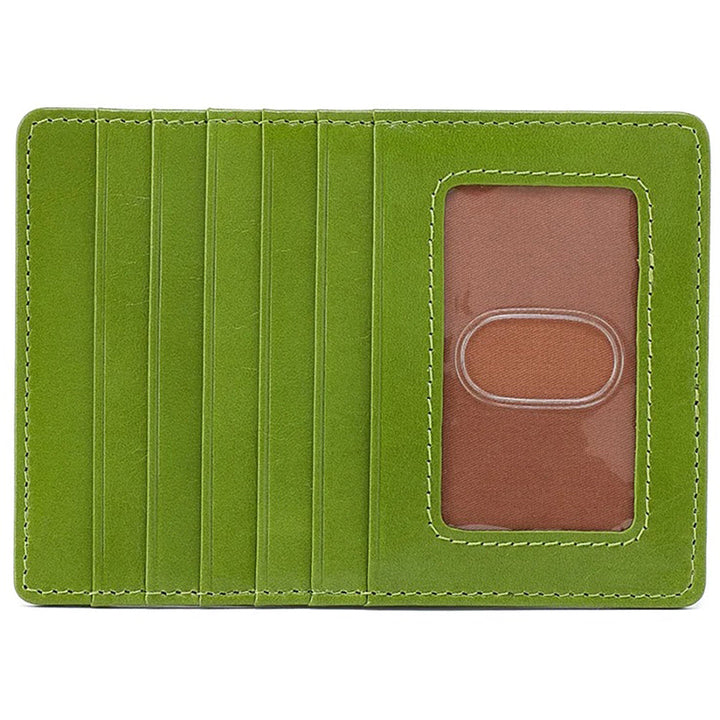 Quarter view Women's Hobo Accessories style name Euro Slide Card Case in color Garden Green. Sku: VI-32172GDGR