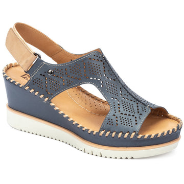 Quarter view Women's Pikolinos Footwear style name Aguadulche 1775Cpc1 in color Blue. Sku: W3Z-1775CPC1BLU