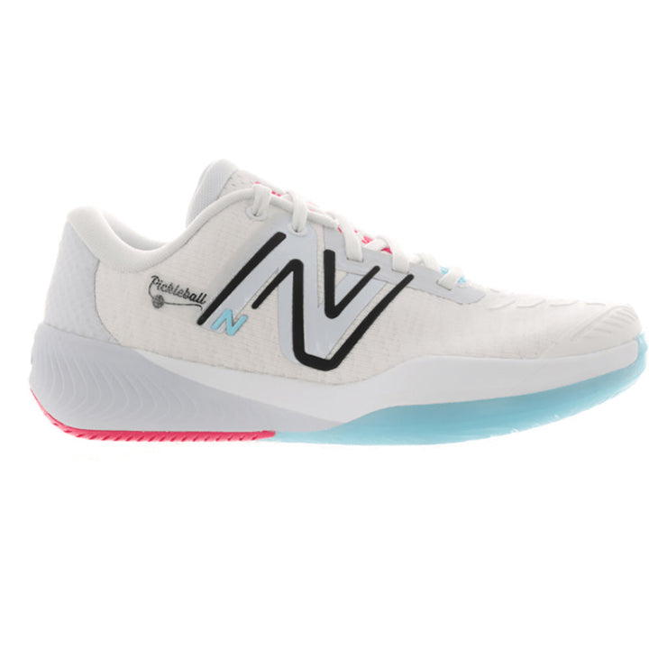Quarter view Women's New Balance Footwear style name Fuel Cell 996 V5 Medium in color White/ Grey/ Teamred. Sku: WCH996PB-1B
