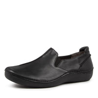 Quarter view Women's Ziera Footwear style name Luis in Black-Black Stitch Leather. Sku: ZR10131BH2LE
