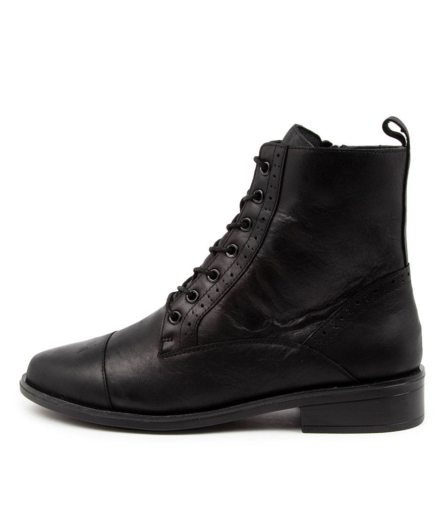 Side view Women's Ziera Footwear style name Storm in Black Leather. Sku: ZR10305BLALE