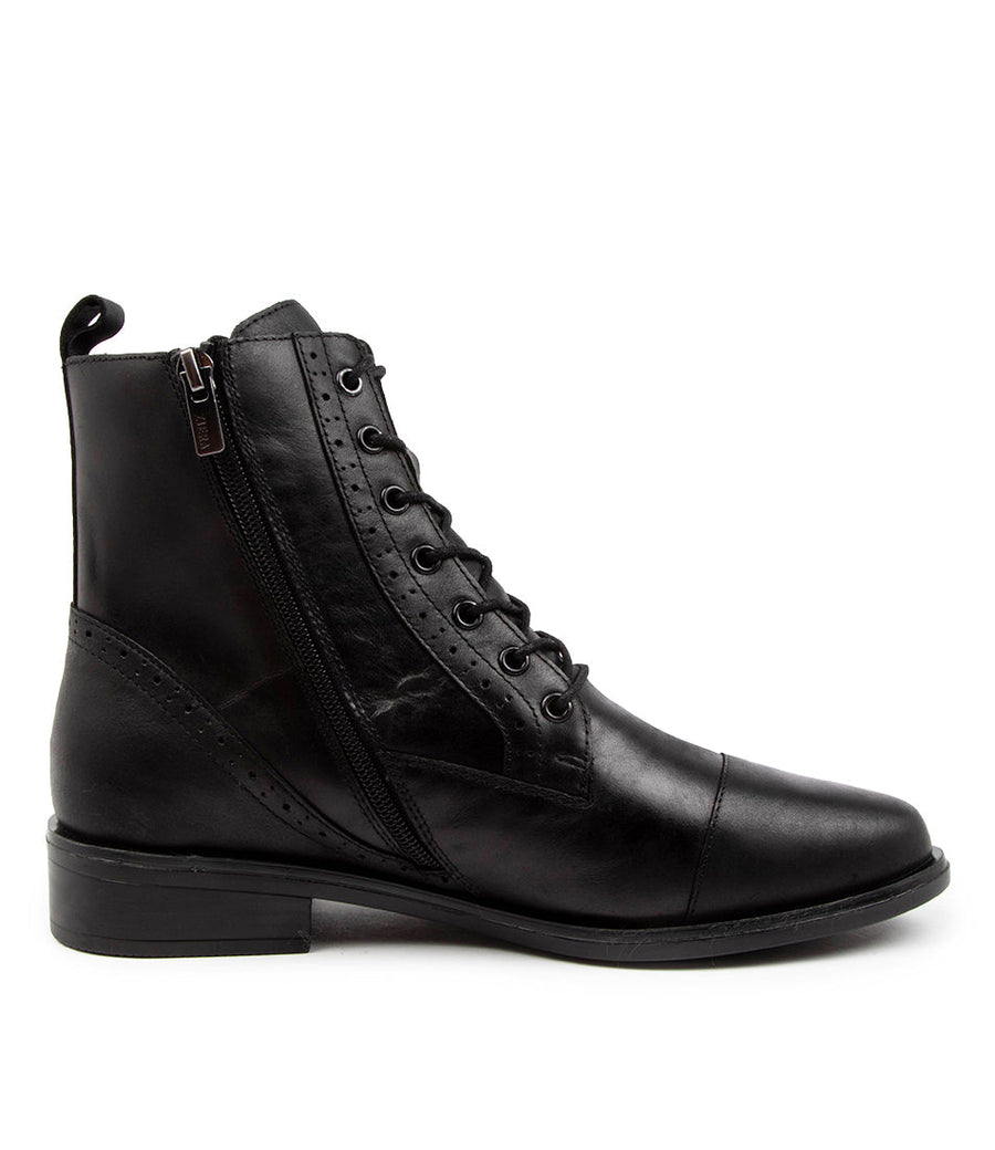 Inside view Women's Ziera Footwear style name Storm in Black Leather. Sku: ZR10305BLALE