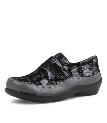 Women's Shoe, Brand Ziera Arlenes in Wide in Steel/ Black Multi shoe image quarter turned