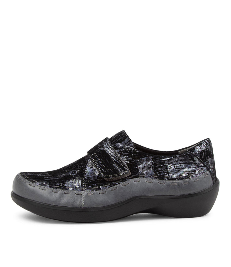 Women's Shoe, Brand Ziera  in  in Steel/ Black Multi shoe image outside view