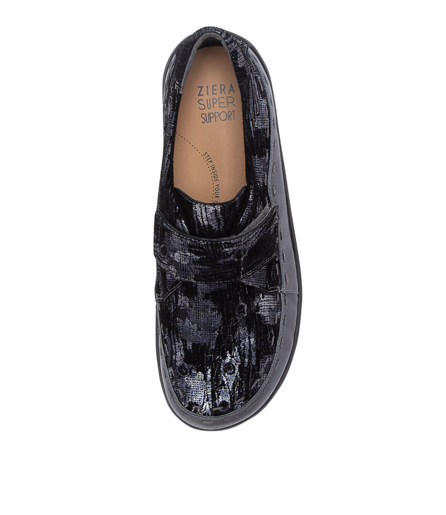 Women's Shoe, Brand Ziera  in  in Steel/ Black Multi shoe image top view
