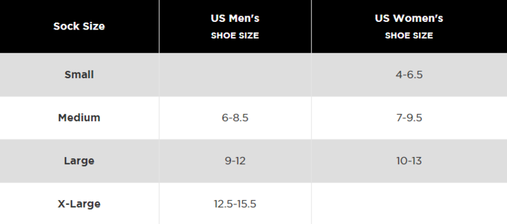 Feetures size chart
